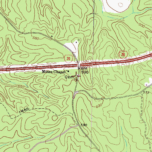 Topographic Map of Perdue Cemetery, GA