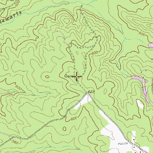 Topographic Map of Rowland Cemetery, GA