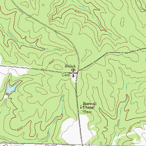 Topographic Map of Shiloh Cemetery, GA