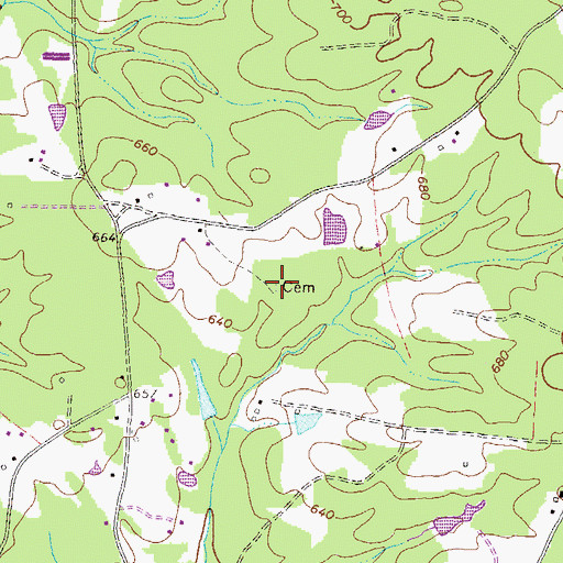 Topographic Map of Sims Cemetery, GA