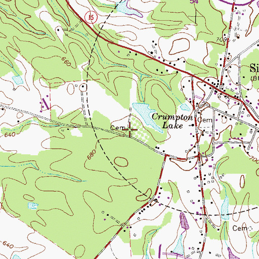 Topographic Map of Veazey Cemetery, GA