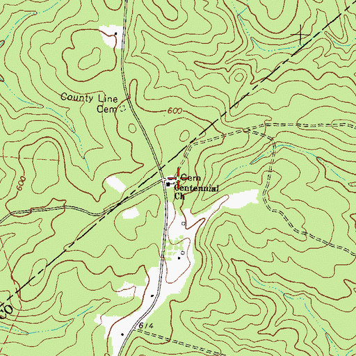 Topographic Map of Centennial Cemetery, GA