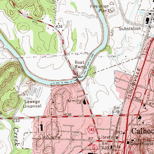 Topographic Map of Calhoun Ferry (historical), GA