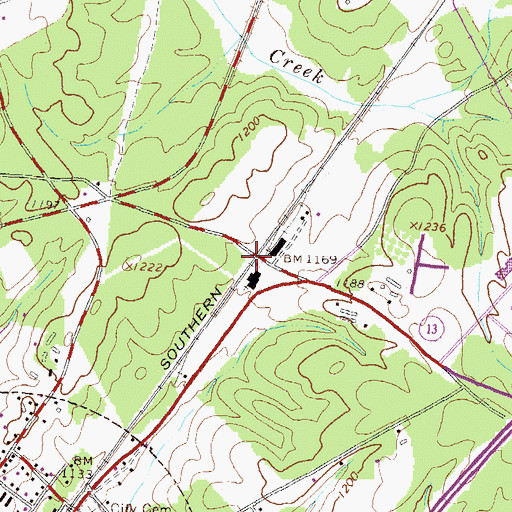 Topographic Map of Federal Crossing, GA