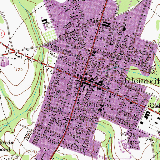 Topographic Map of First Baptist Church, GA