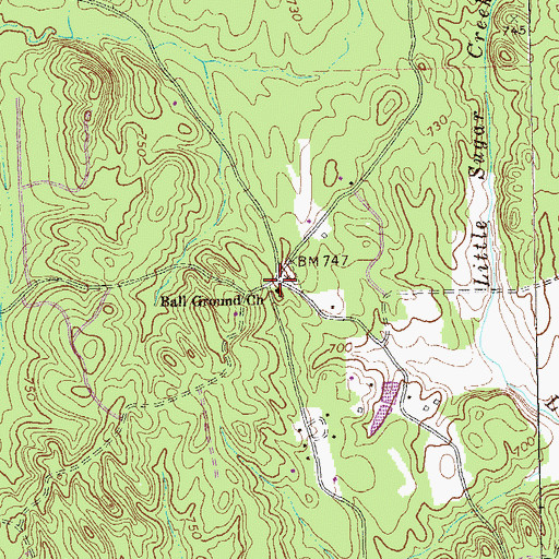 Topographic Map of Ball Ground, GA