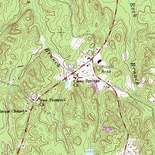 Topographic Map of Casey Springs School (historical), GA