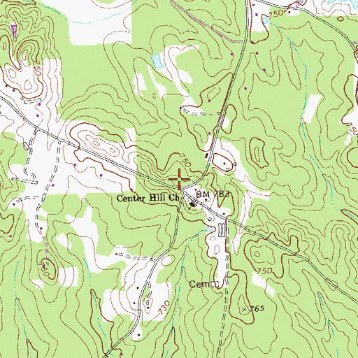 Topographic Map of Center Hill School (historical), GA