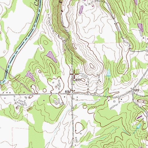 Topographic Map of Williams Cemetery, GA