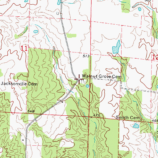 Topographic Map of Walnut Grove Church (historical), IL