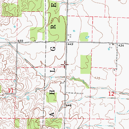 Topographic Map of Burnt Hill School (historical), IL