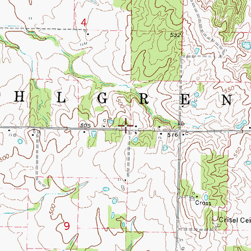 Topographic Map of Cates School (historical), IL