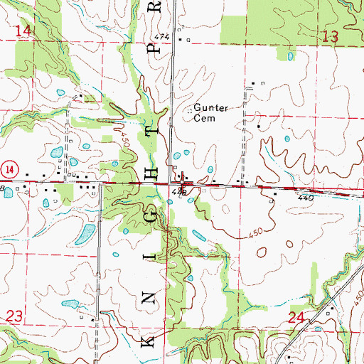 Topographic Map of Gunter School (historical), IL
