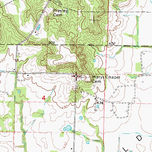 Topographic Map of Marys Chapel (historical), IL