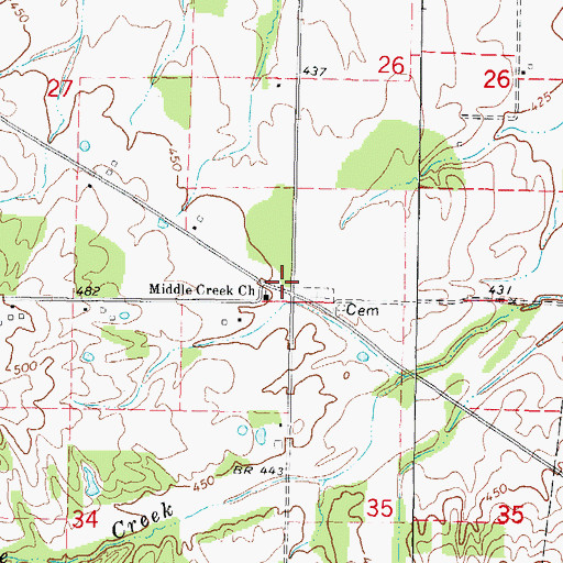 Topographic Map of Middle Creek School (historical), IL