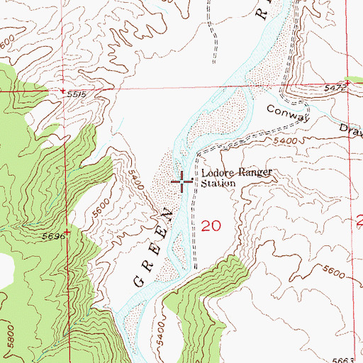 Topographic Map of Lodore Ranger Station, CO