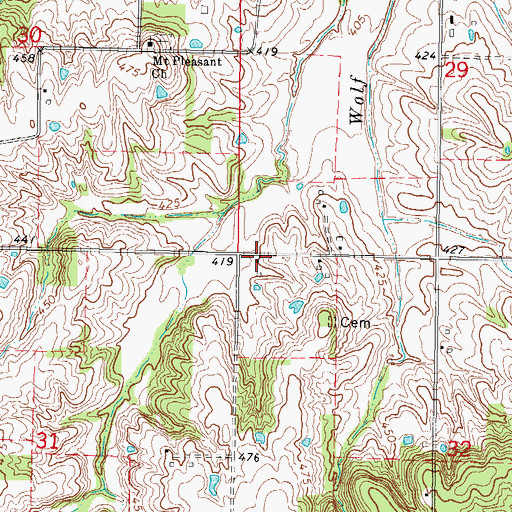 Topographic Map of South Mount Pleasant School (historical), IL