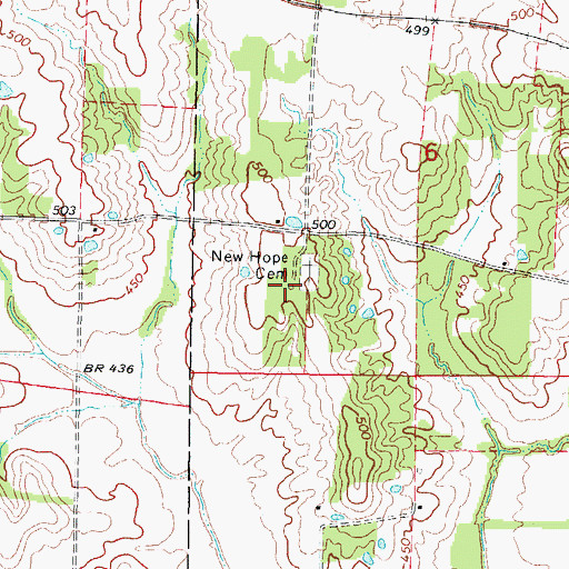 Topographic Map of Thackeray Church (historical), IL