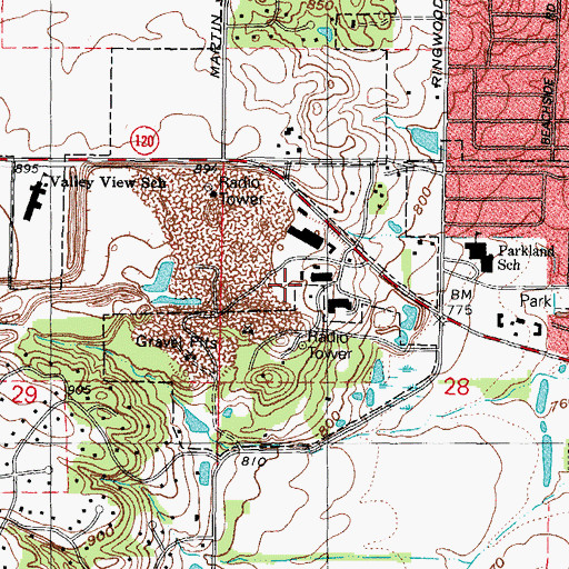 Topographic Map of Sherman School (historical), IL