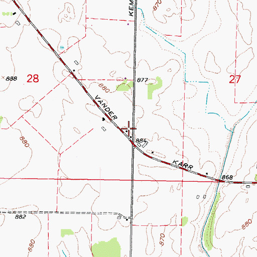 Topographic Map of Vanderkar School (historical), IL