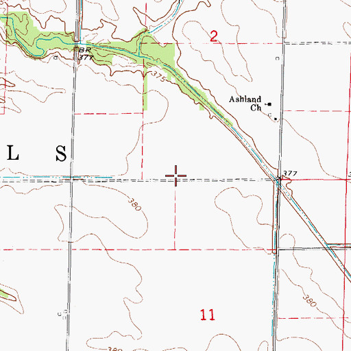Topographic Map of Ashland School (historical), IL