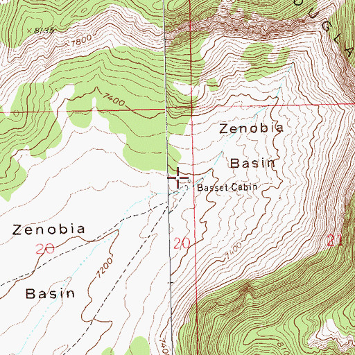 Topographic Map of Basset Cabin, CO