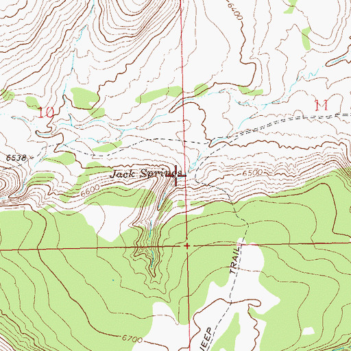 Topographic Map of Jack Springs, CO