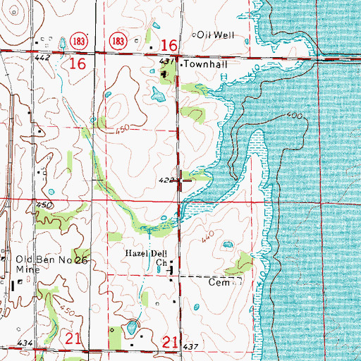 Topographic Map of Hazel Dell School (historical), IL