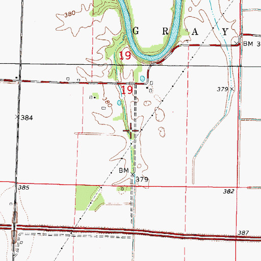Topographic Map of Farmerville School (historical), IL