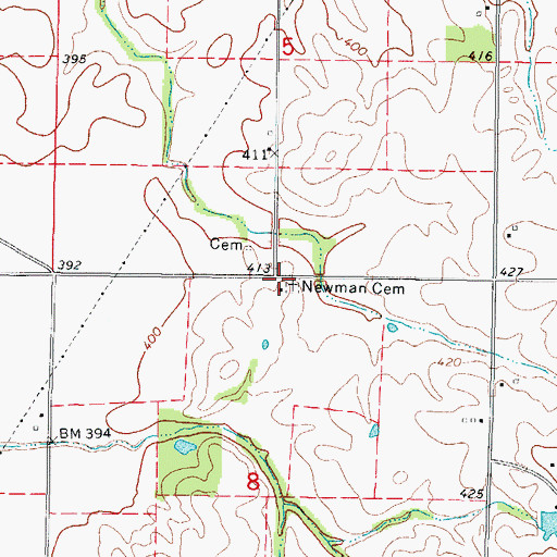 Topographic Map of Newman School (historical), IL