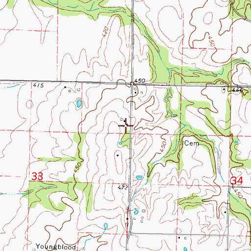 Topographic Map of West Center School (historical), IL