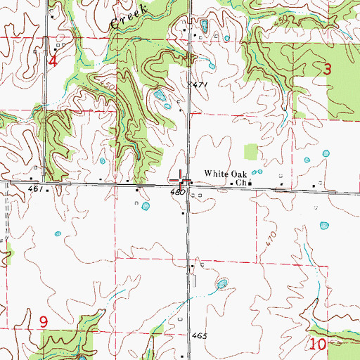 Topographic Map of Whiteoak School (historical), IL