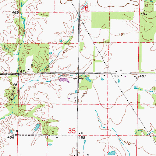 Topographic Map of Whiteoak School (historical), IL