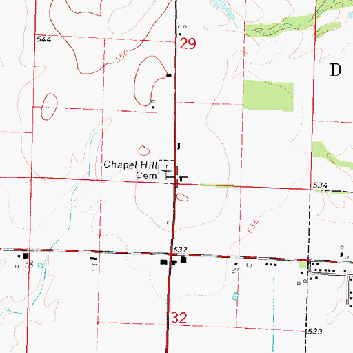 Topographic Map of Chapel Hill School (historical), IL