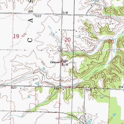 Topographic Map of Casner School (historical), IL