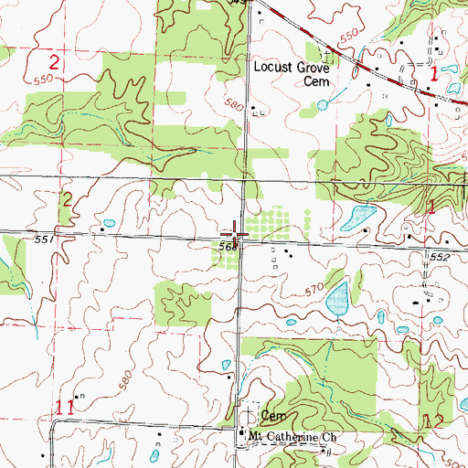 Topographic Map of Four Corners School (historical), IL
