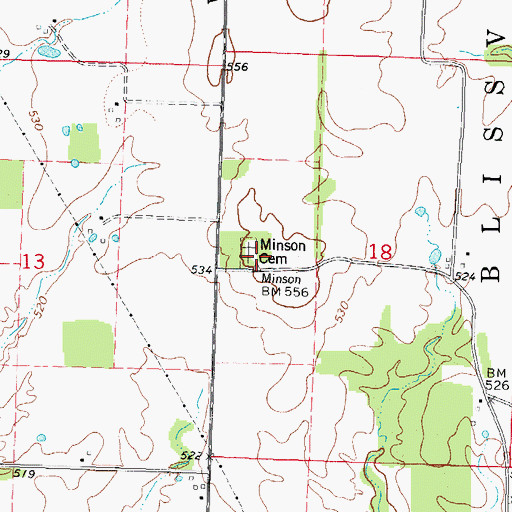 Topographic Map of Minson Church (historical), IL