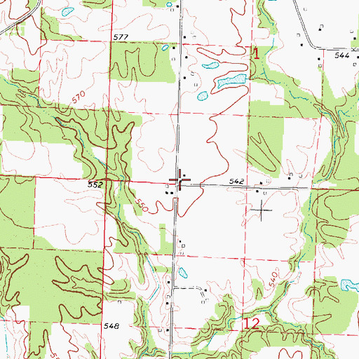 Topographic Map of Post Oak School (historical), IL