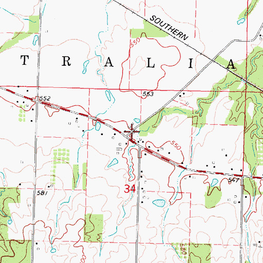 Topographic Map of Oniontown School (historical), IL