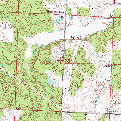 Topographic Map of Wylie School (historical), IL