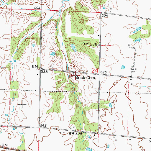 Topographic Map of Brick School (historical), IL