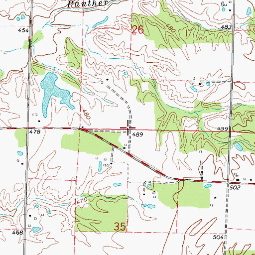 Topographic Map of Turkey Bend School (historical), IL