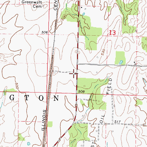 Topographic Map of New Bradford School (historical), IL