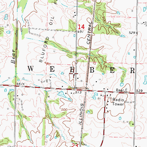 Topographic Map of Webber Grove School (historical), IL