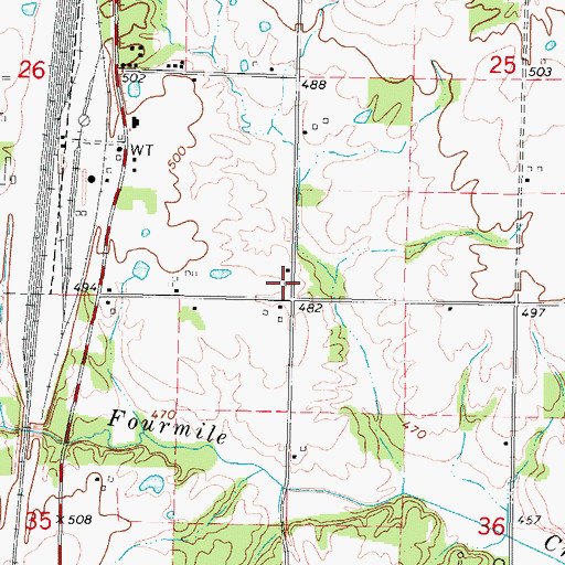 Topographic Map of Witherspoon School (historical), IL