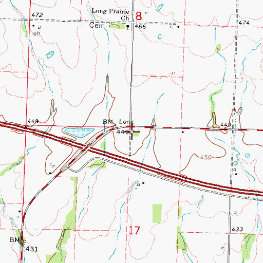 Topographic Map of Long Prairie School (historical), IL