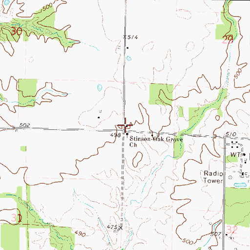 Topographic Map of Oak Grove School (historical), IL