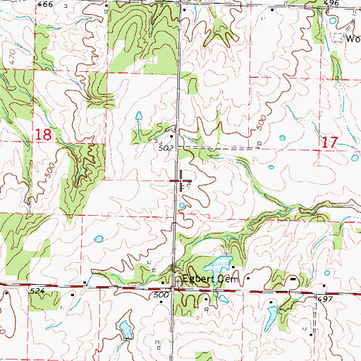 Topographic Map of Oakland School (historical), IL
