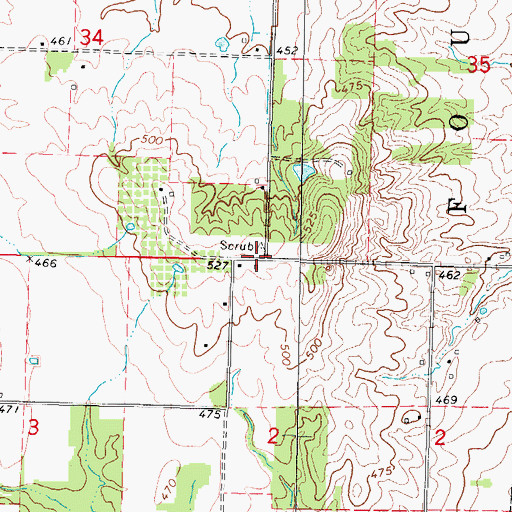 Topographic Map of Scrub Hill School (historical), IL