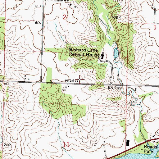 Topographic Map of Oakland School (historical), IL